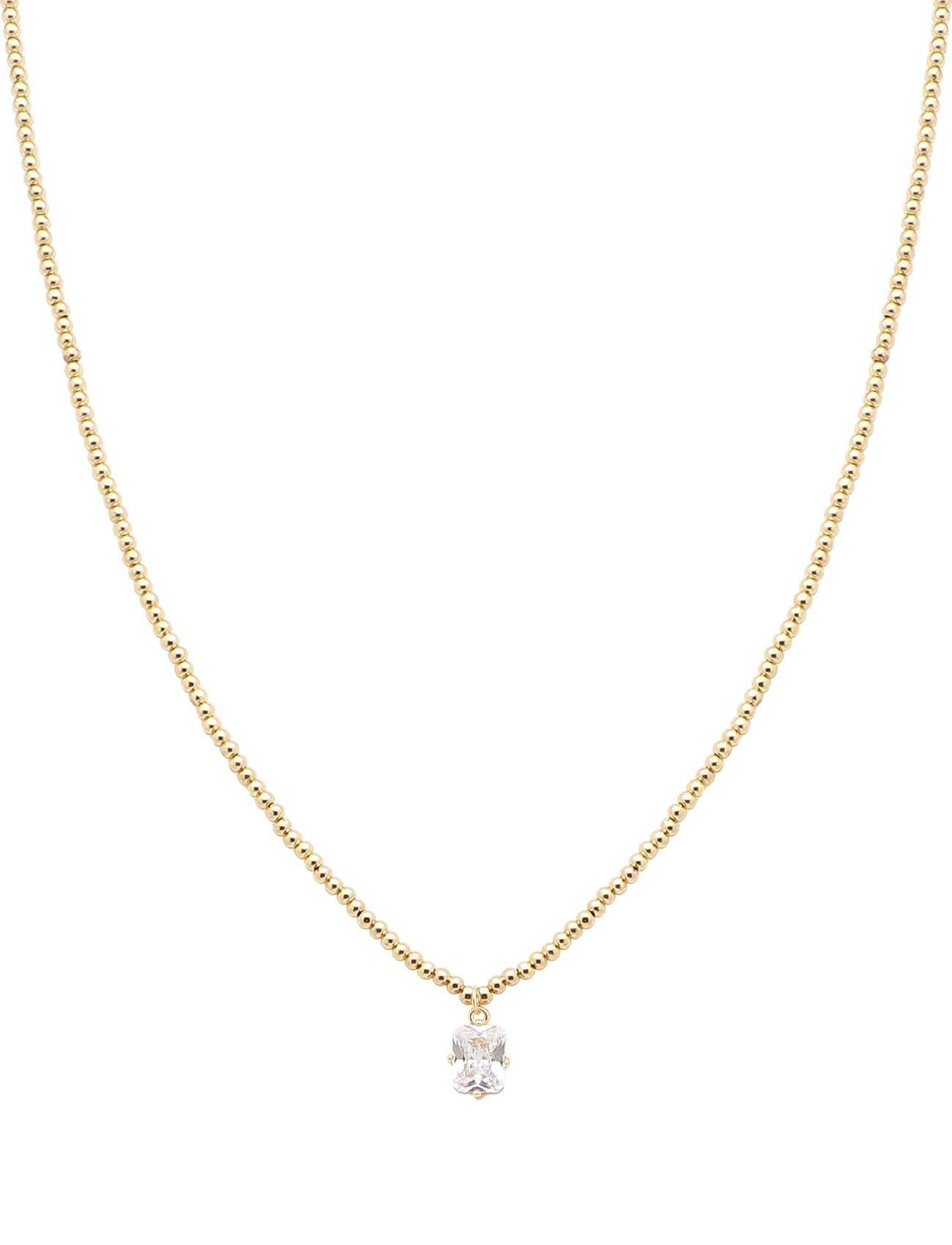 Clear Crystal on Gold CC Bead 16"-18" Necklace