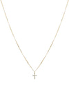 Gold Chain with Thin Gold Rhinestone Cross 16&quot;-18&quot; Necklace