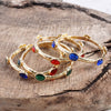 Jeweled Golden Bangle - with Faceted glass oval colorful jewels: Multi Color