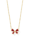 Blair Bow Gold Red Drusy Necklace