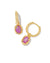 Daphne Gold Magenta Opal Huggie Earrings