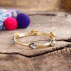 Jeweled Golden Bangle - with Faceted glass oval colorful jewels: Multi-Colored