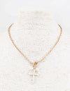 Gold Chain with Pearl Cross Charms 16&quot;-18&quot; Necklace