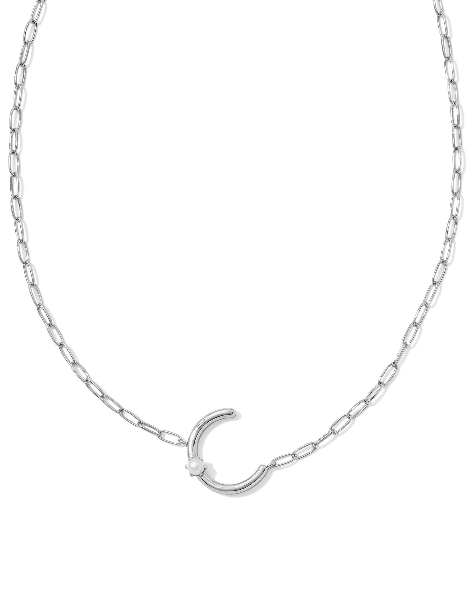 Pearl Letter C Silver Pendant Necklace