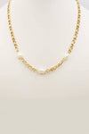 Stainless Steel Gold Chain with Freshwater Pearl 16&quot;-18&quot; Necklace