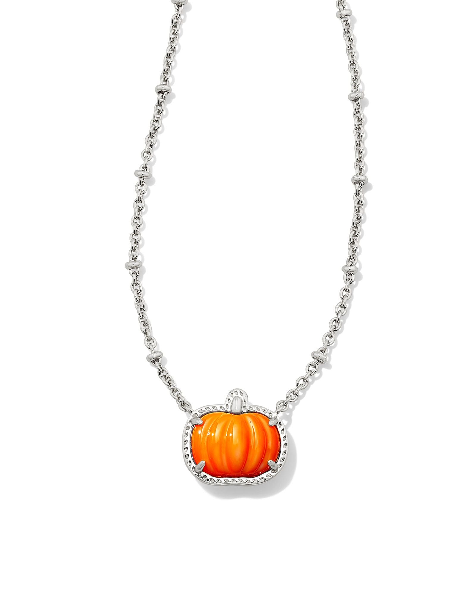 Pumpkin Silver Short Pendant Necklace