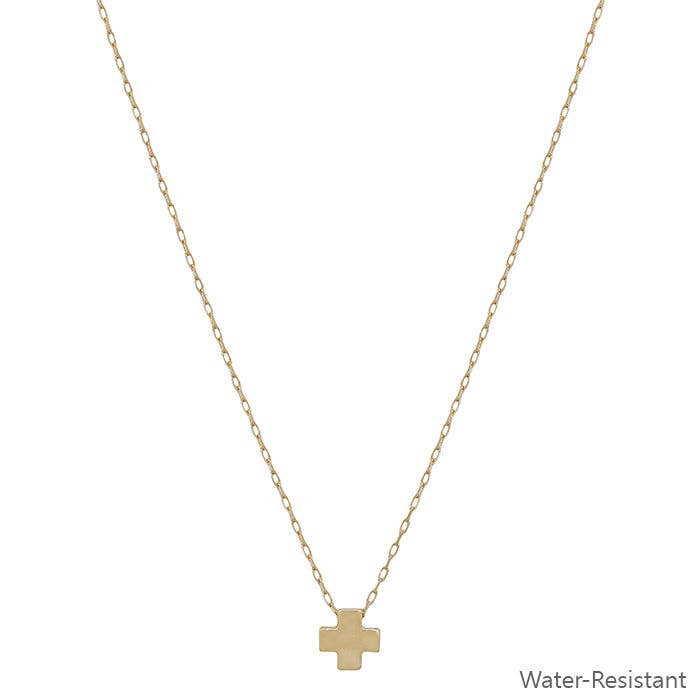 Water Resistant with Gold Cross Shape Charm 16"-18" Necklace