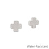 Water Resistant Silver Cross Stud Earring