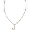 Crystal Letter J Silver Pendant Necklace