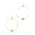 Gold Open Hoop with Squared Cross and Pearl Beads 1.75" Earring