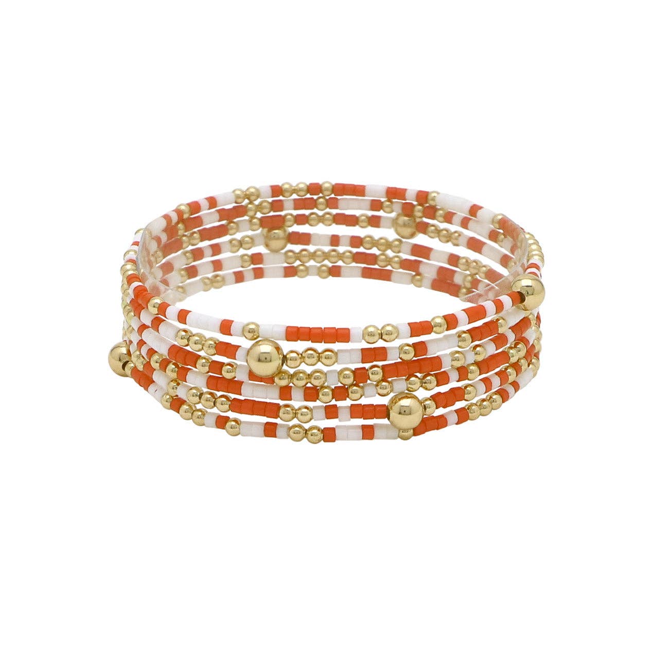 Orange and White Seed Bead Gameday Stretch Bracelets