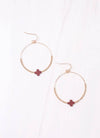 Christa Hoop Earring with Burgundy Cross