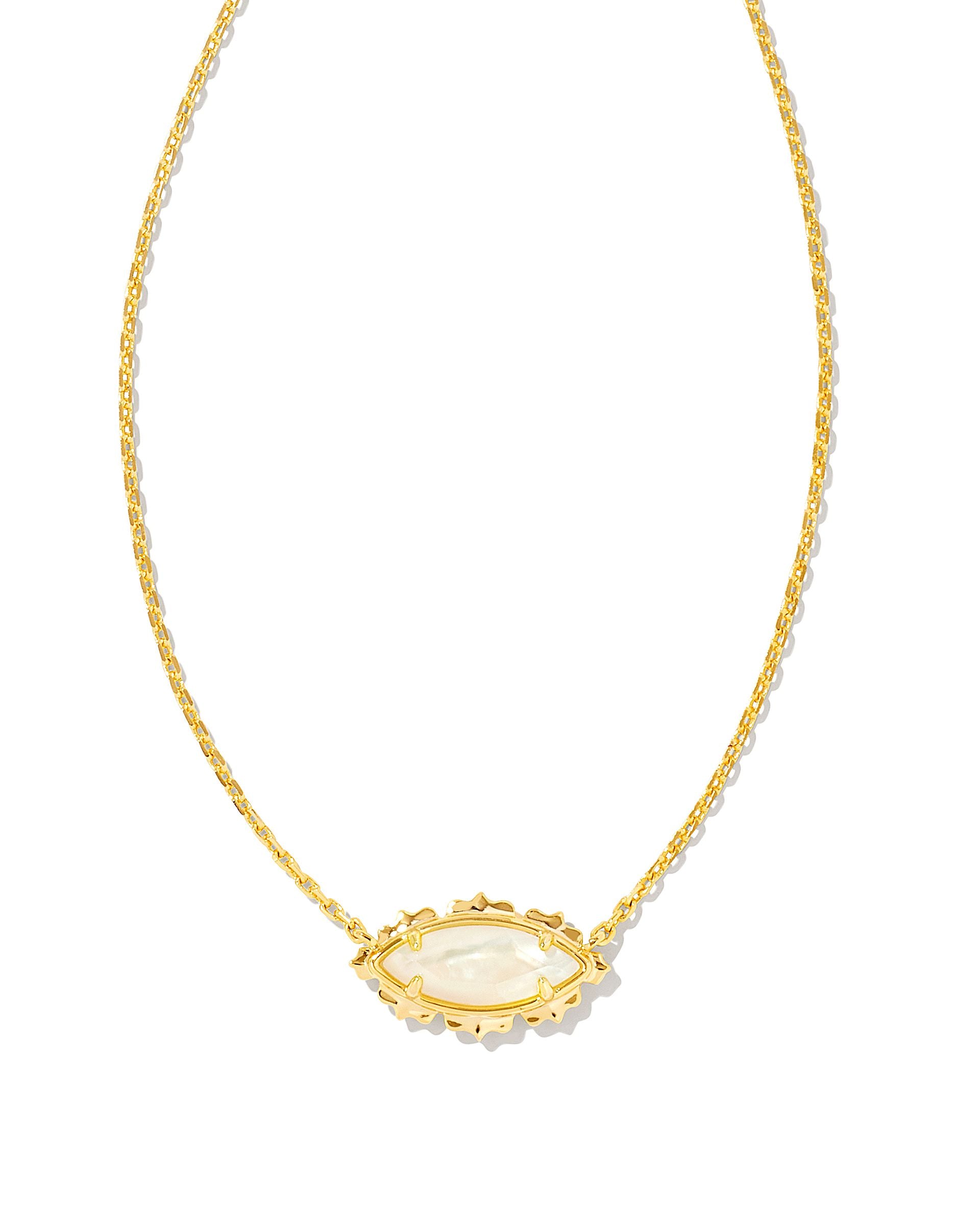 Genevieve Gold Short Pendant Necklace in Ivory Mother-of-Pearl