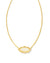 Genevieve Gold Short Pendant Necklace in Ivory Mother-of-Pearl