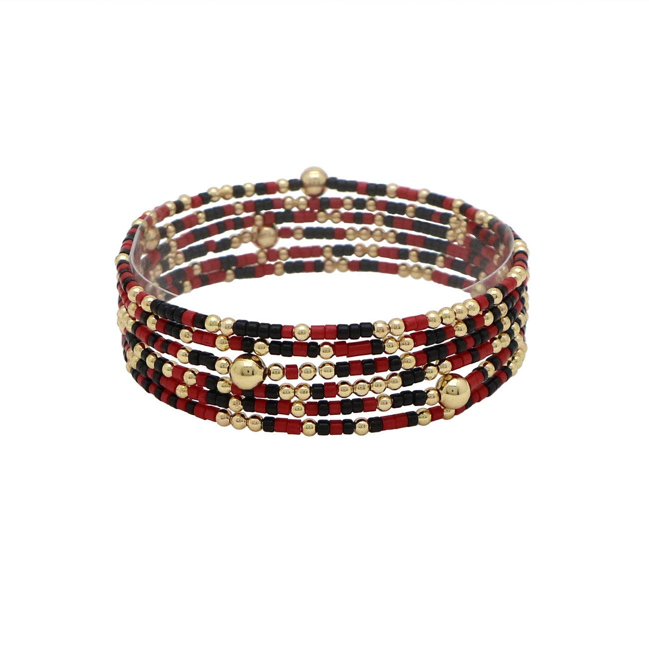 Maroon and Black Seed Bead Gameday Stretch Bracelets