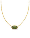 Elisa Bamboo Frame Short Pendant Necklace Sage Serpentine