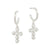 Silver Hoop Pearl Cross Earrings