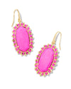 Dani Color Burst Frame Drop Earrings Gold Neon Pink Magnesite