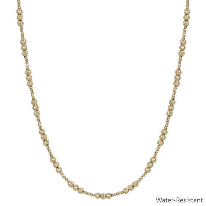 Gold Water Resistant 3mm and 4mm Beaded 16"-18" Necklace