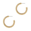 Gold Rhinestone Textured Hoop Earrings