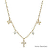 Water Resistant Gold Pearl Cross and Pearl Charm 16&quot;-18&quot; Necklace