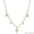 Water Resistant Gold Pearl Cross and Pearl Charm 16"-18" Necklace