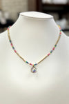 Multi Colored Crystal Pendant Beaded Necklace