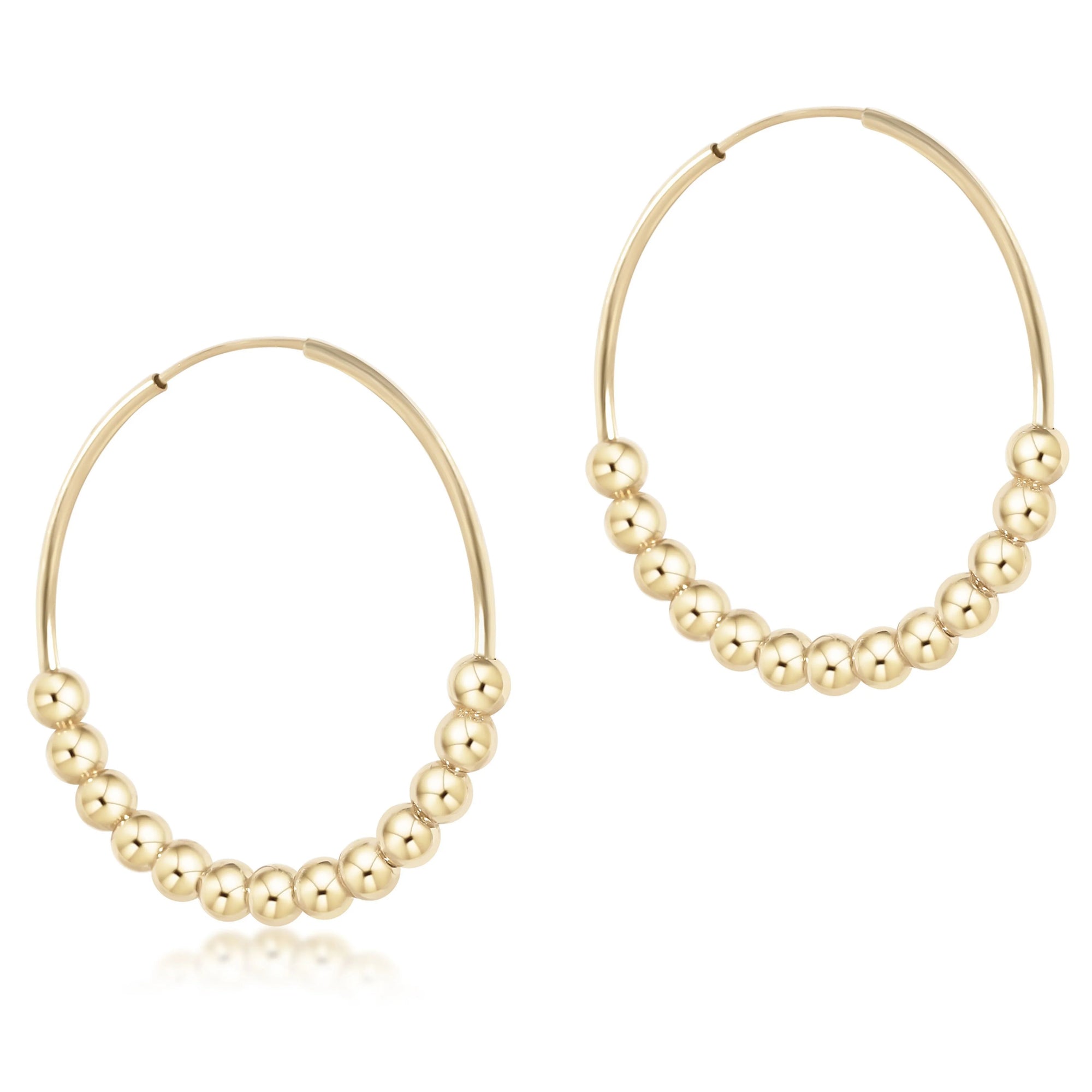 Classic Beaded Bliss Hoop 1.25 in - 4mm Gold Earrings