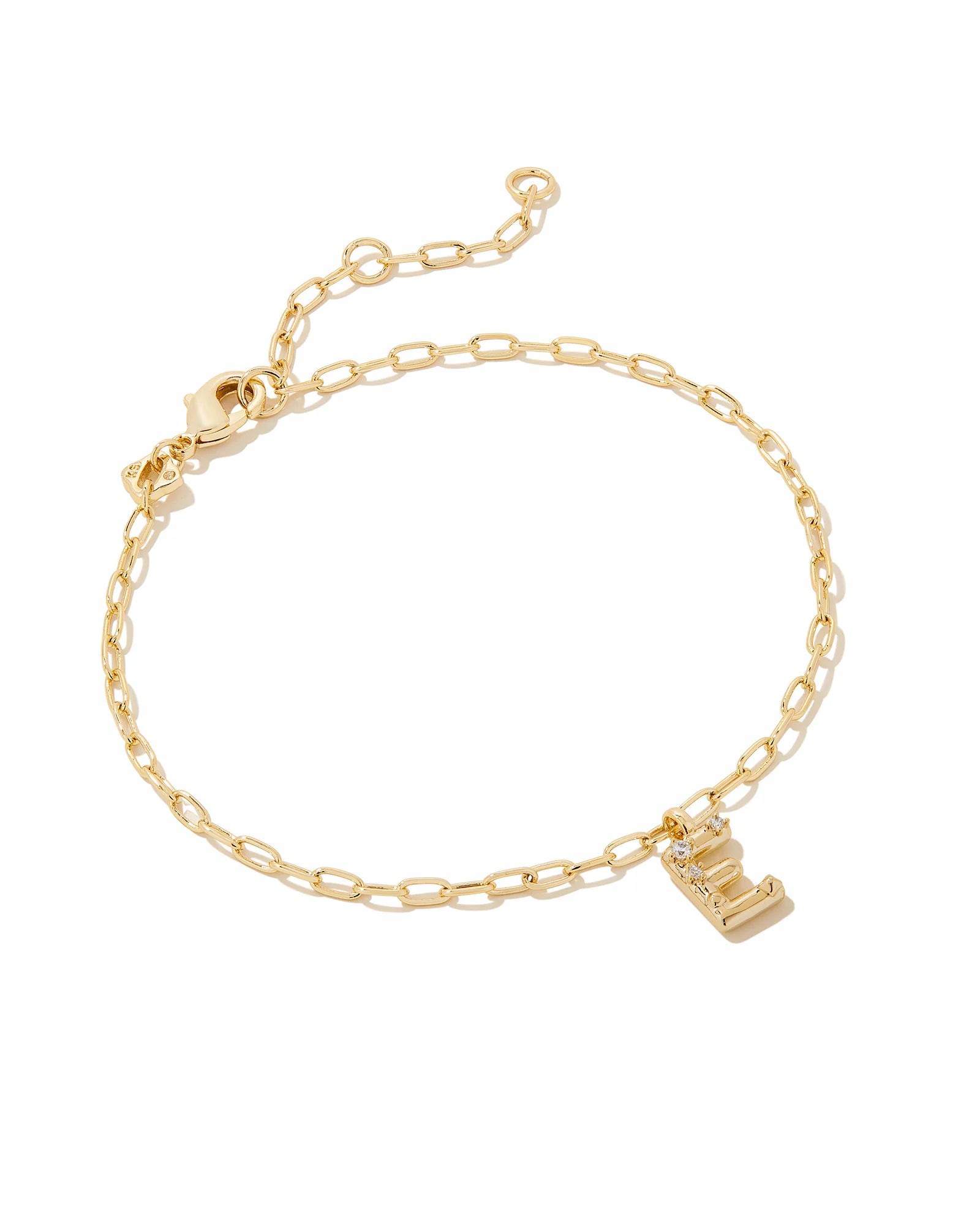 Crystal Letter E Gold Bracelet