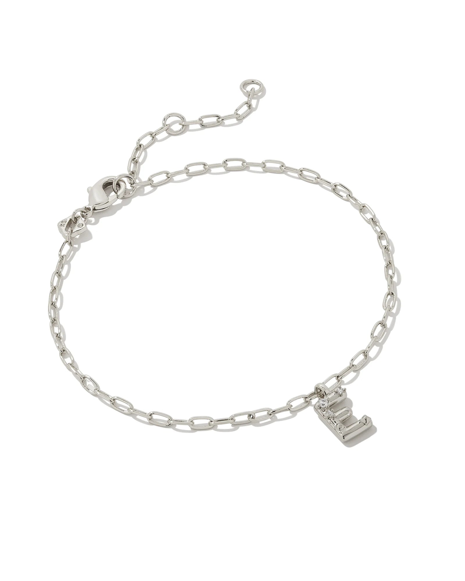 Crystal Letter E Silver Bracelet