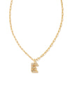 Crystal Letter E Gold Pendant Necklace