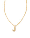 Crystal Letter J Gold Pendant Necklace