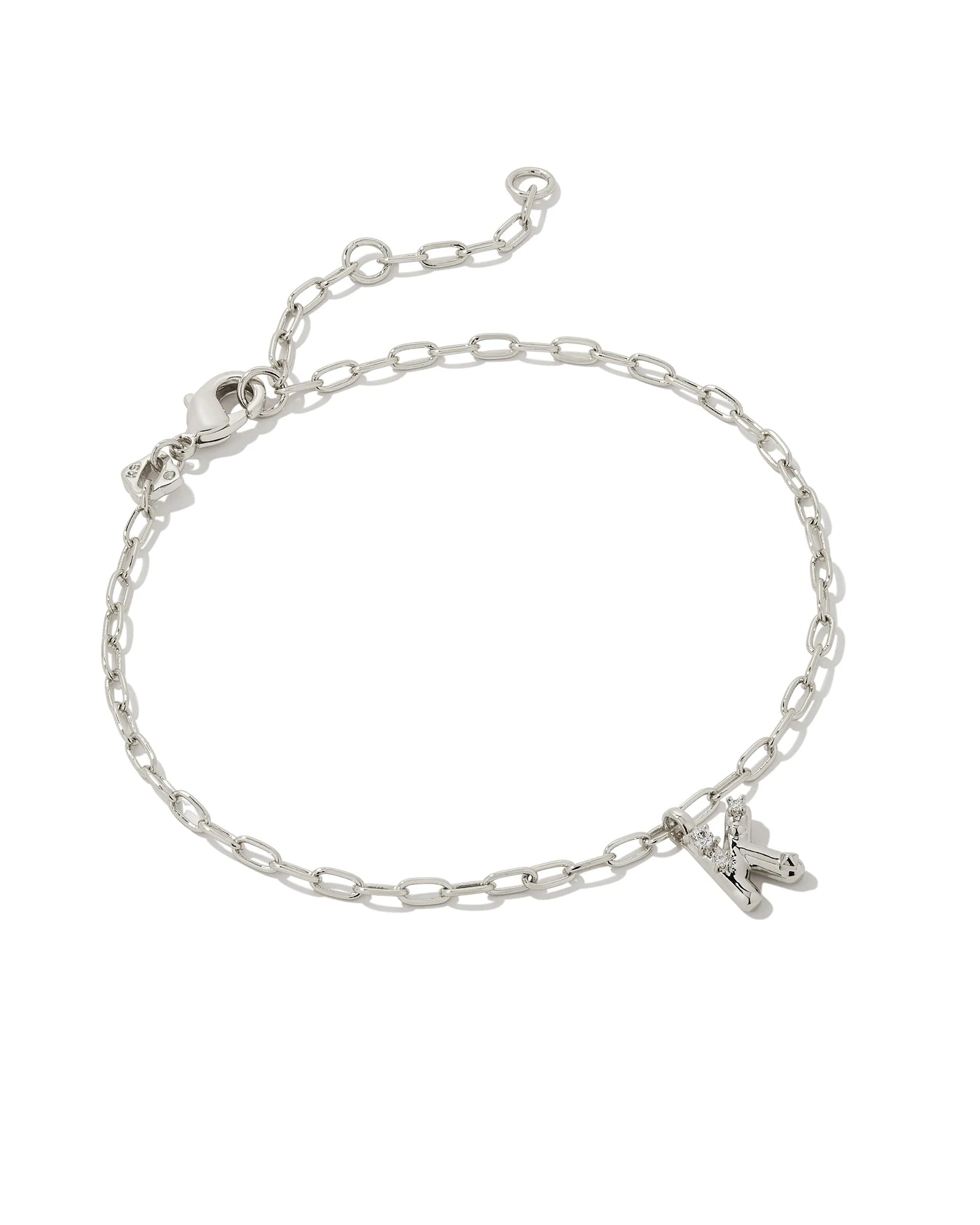 Crystal Letter K Silver Bracelet