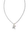 Crystal Letter K Silver Pendant Necklace