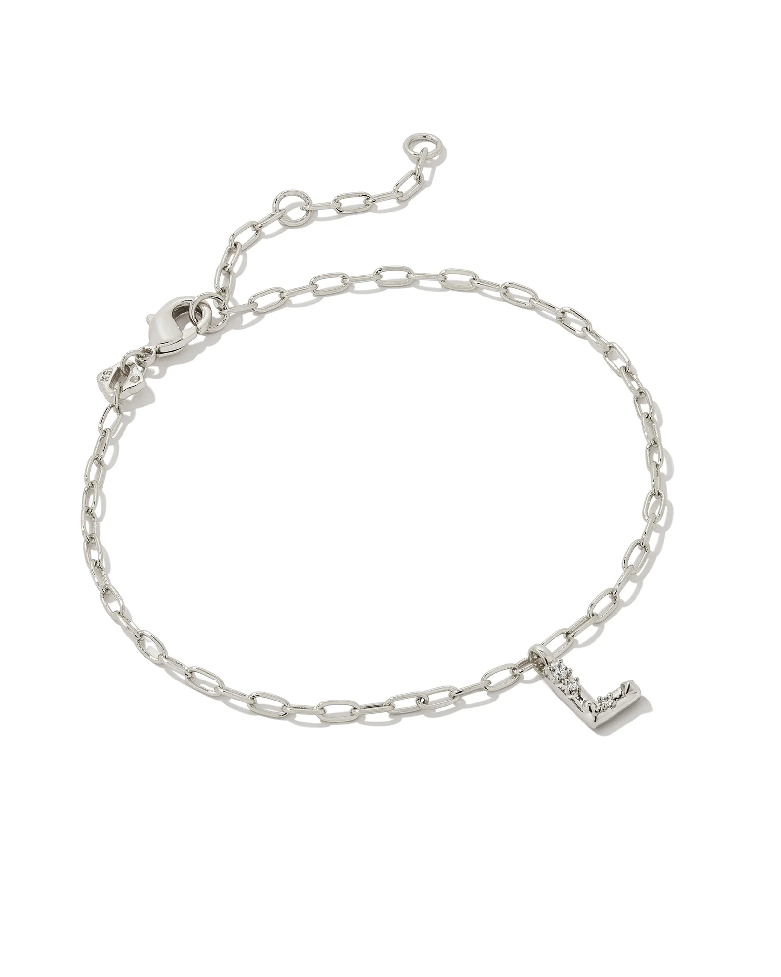 Crystal Letter L Silver Bracelet