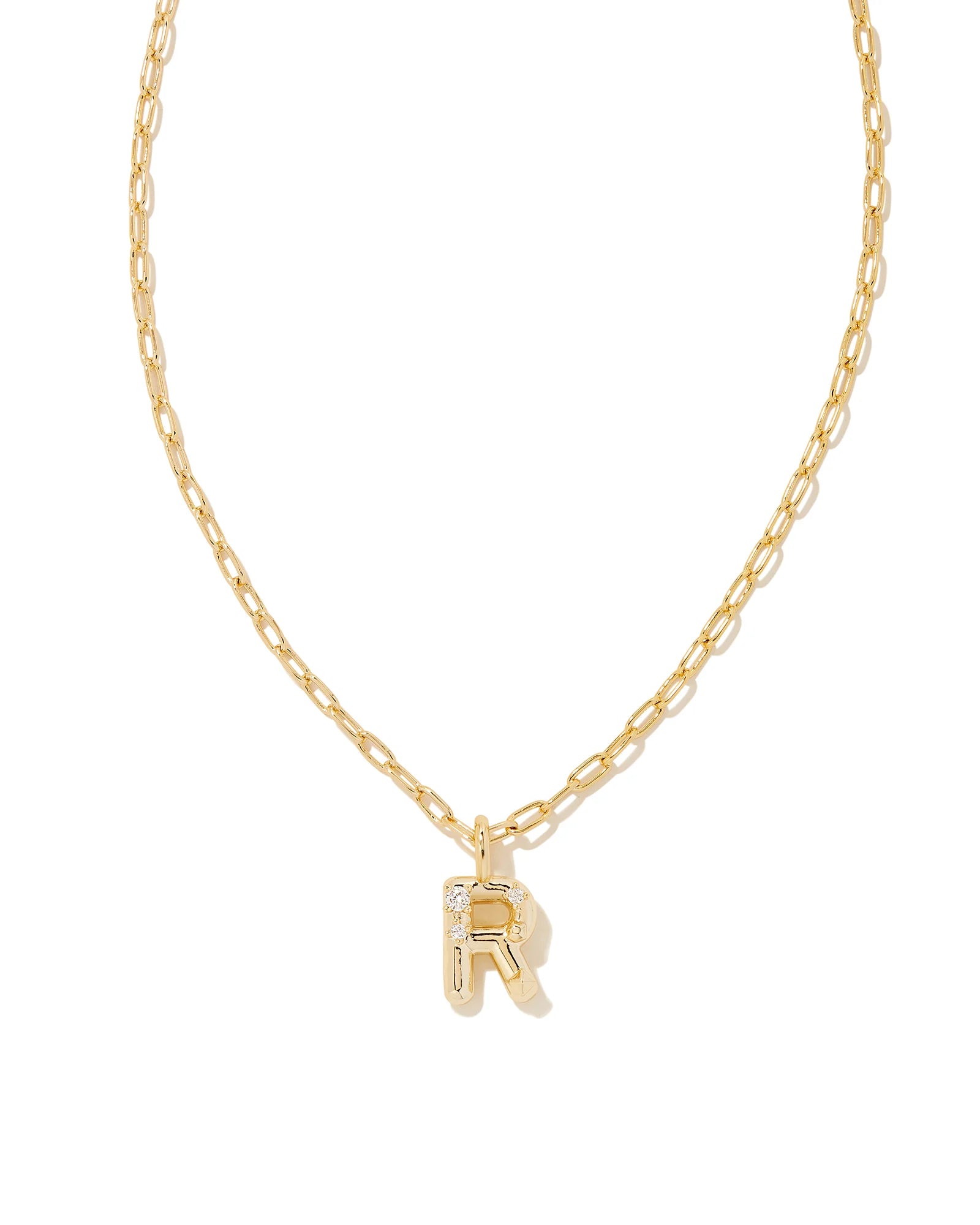 Crystal Letter R Gold Pendant Necklace