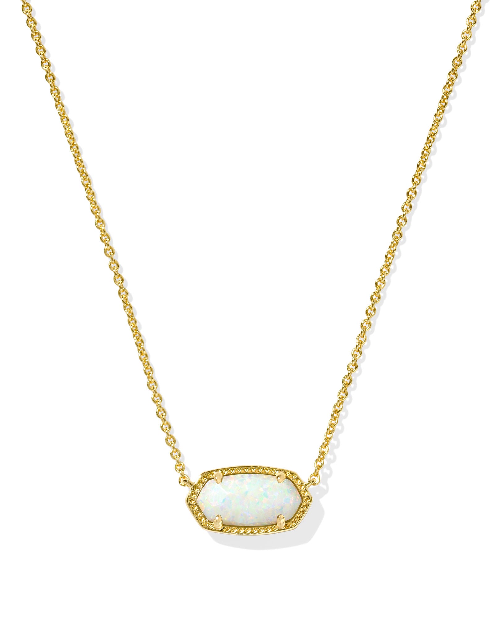 Elisa Short Pendant Necklace Gold Light Yellow Kyocera Opal