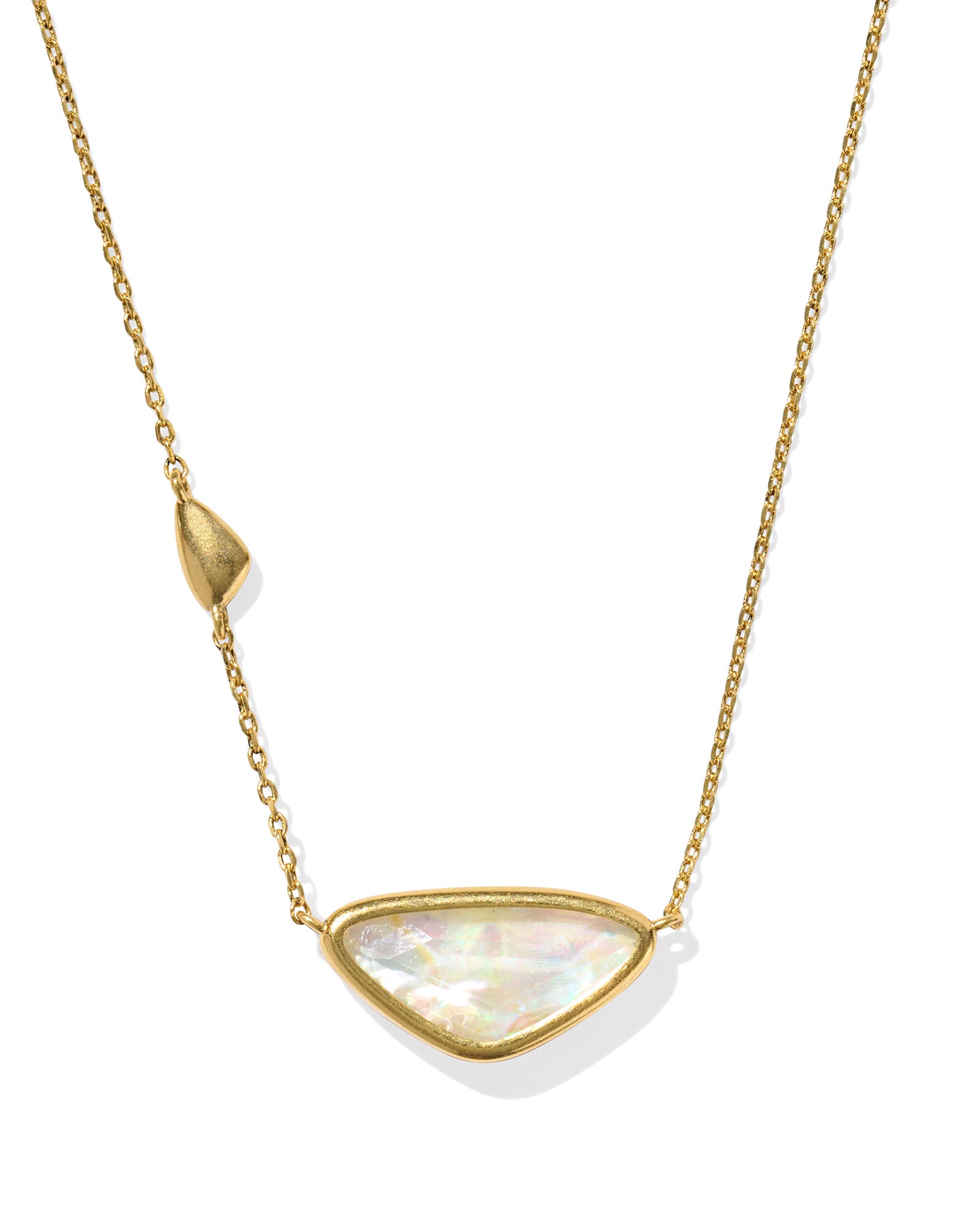 Margot Short Pendant Necklace Vintage Gold Iridescent Abalone