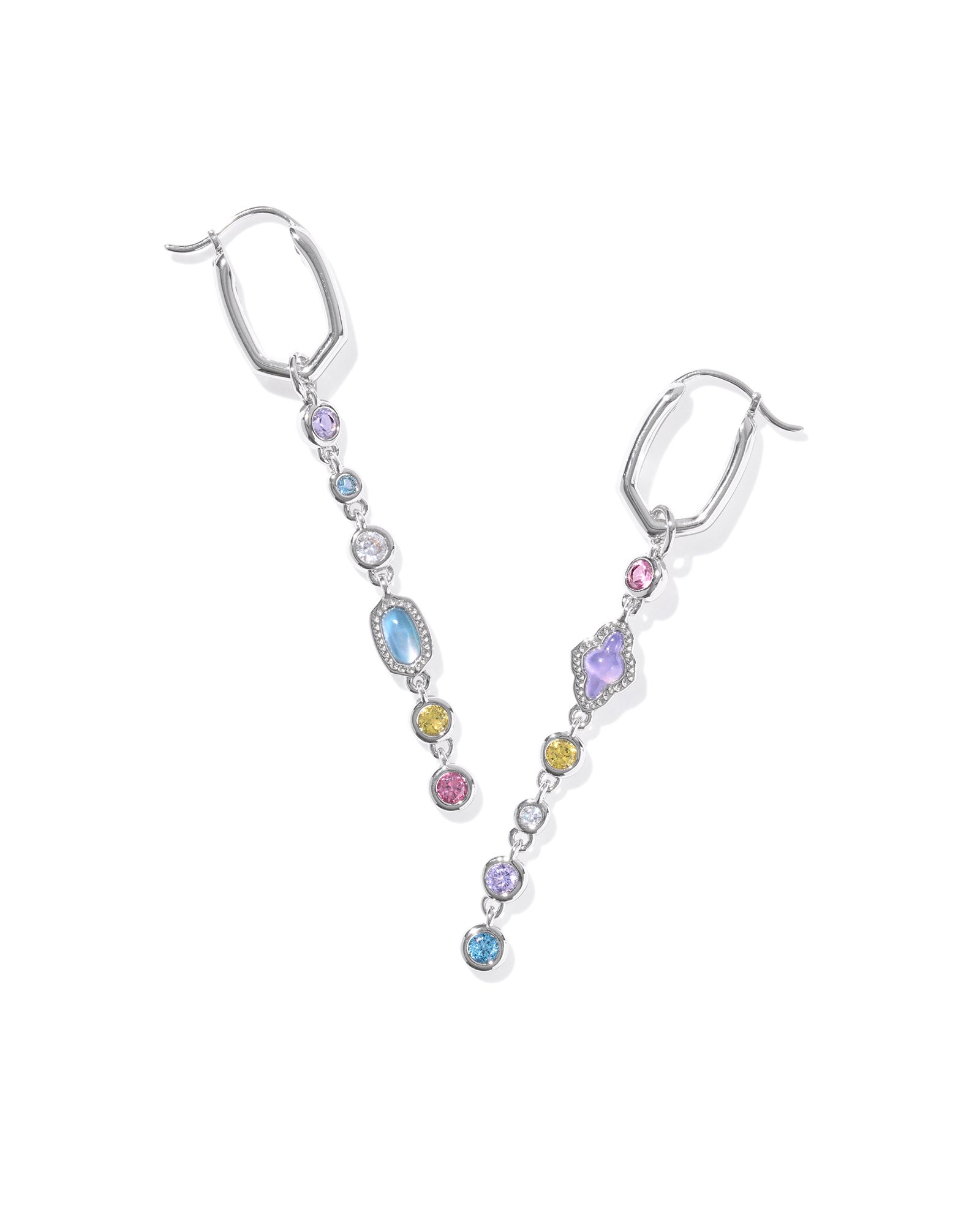 Mini Elisa Silver Abbie Huggie Earrings Multi Mix