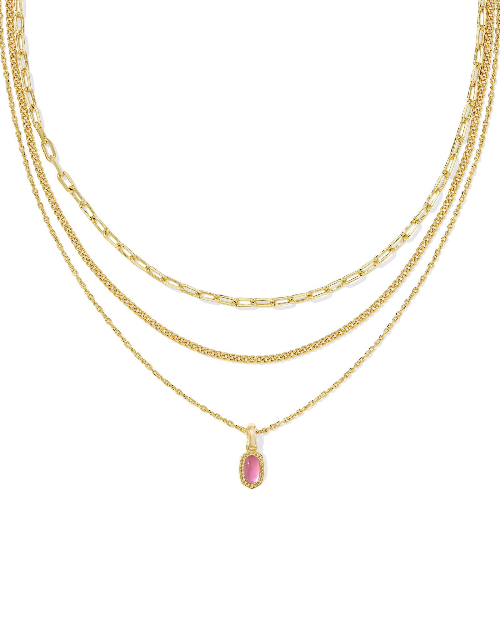 Mini Elisa Triple Strand Necklace Gold Azalea Illusion