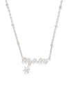 Mom Silver Crystal Pendant Necklace