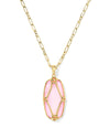 Elle Lattice Frame Gold Large Long Pendant Necklace Blush Ivory Mother of Pearl