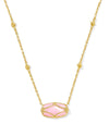 Elisa Lattice Frame Gold Short Pendant Necklace Blush Mother of Pearl