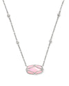 Elisa Lattice Frame Silver Short Pendant Necklace Blush Mother of Pearl