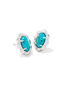 Piper Stud Earrings Rhodium Variegated Turquoise