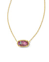 Elisa Short Pendant Necklace Gold Bronze Veined Purple Turquoise