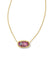 Elisa Short Pendant Necklace Gold Bronze Veined Purple Turquoise