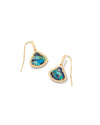 Kendall Drop Earrings Gold Bronze Veined Lapis Turquoise