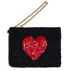 Beaded Coin Purse - Black with Heart