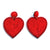 Lg Red Beaded Heart Earrings